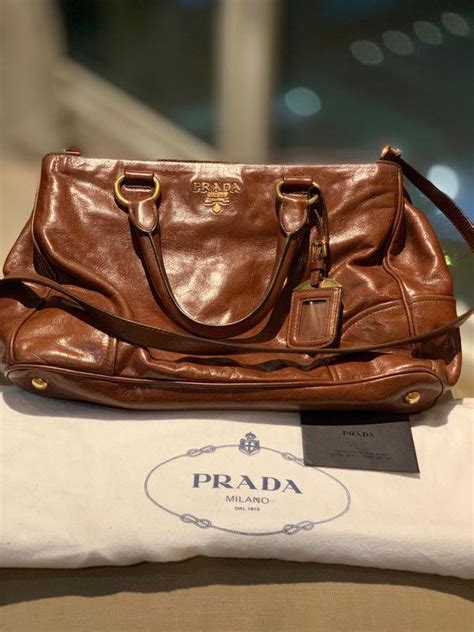 prada vitello shine palissandro|PRADA Vitello Shine Shopping Satchel Palissandro.